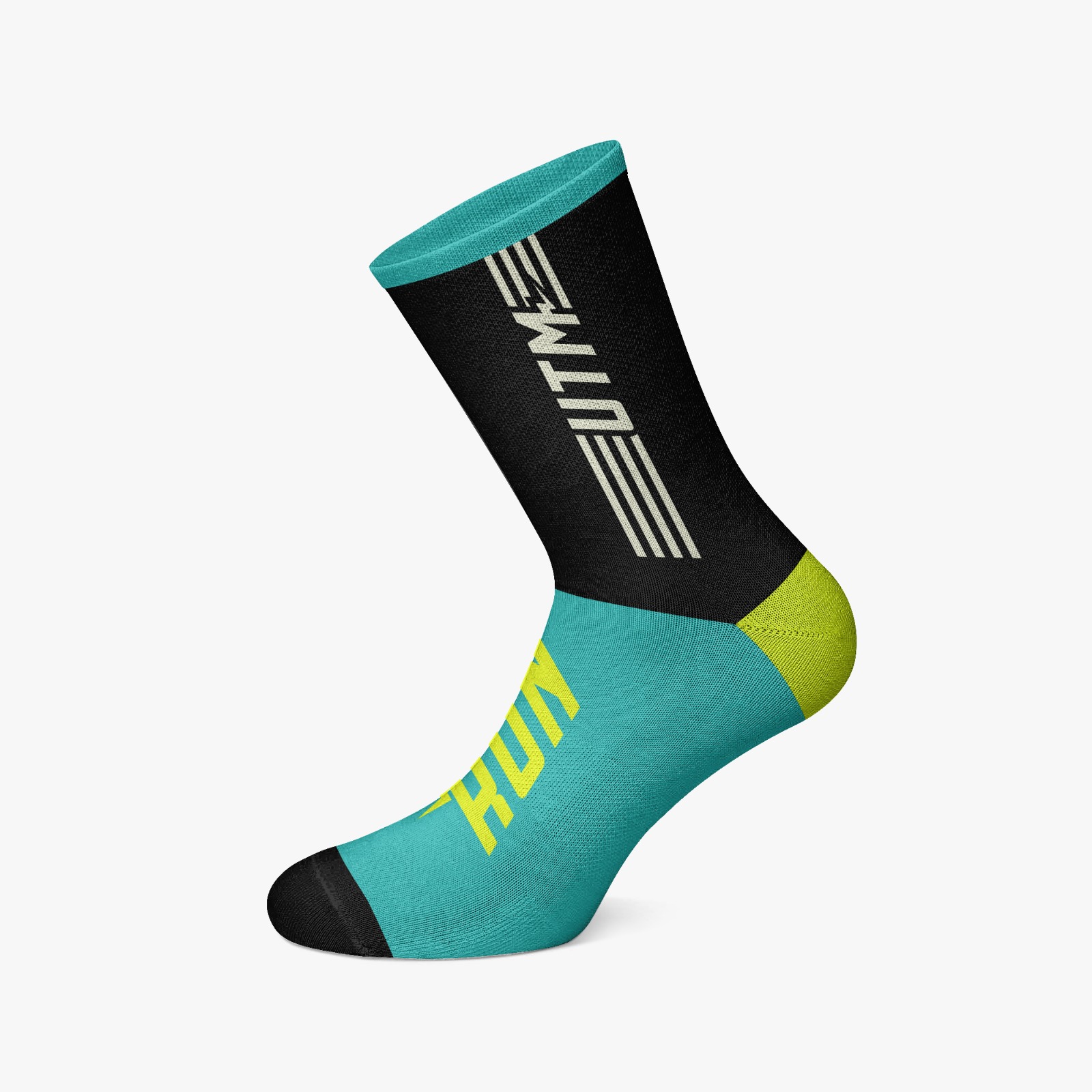 Meia TRIPS (preta com detalhe verde e azul)