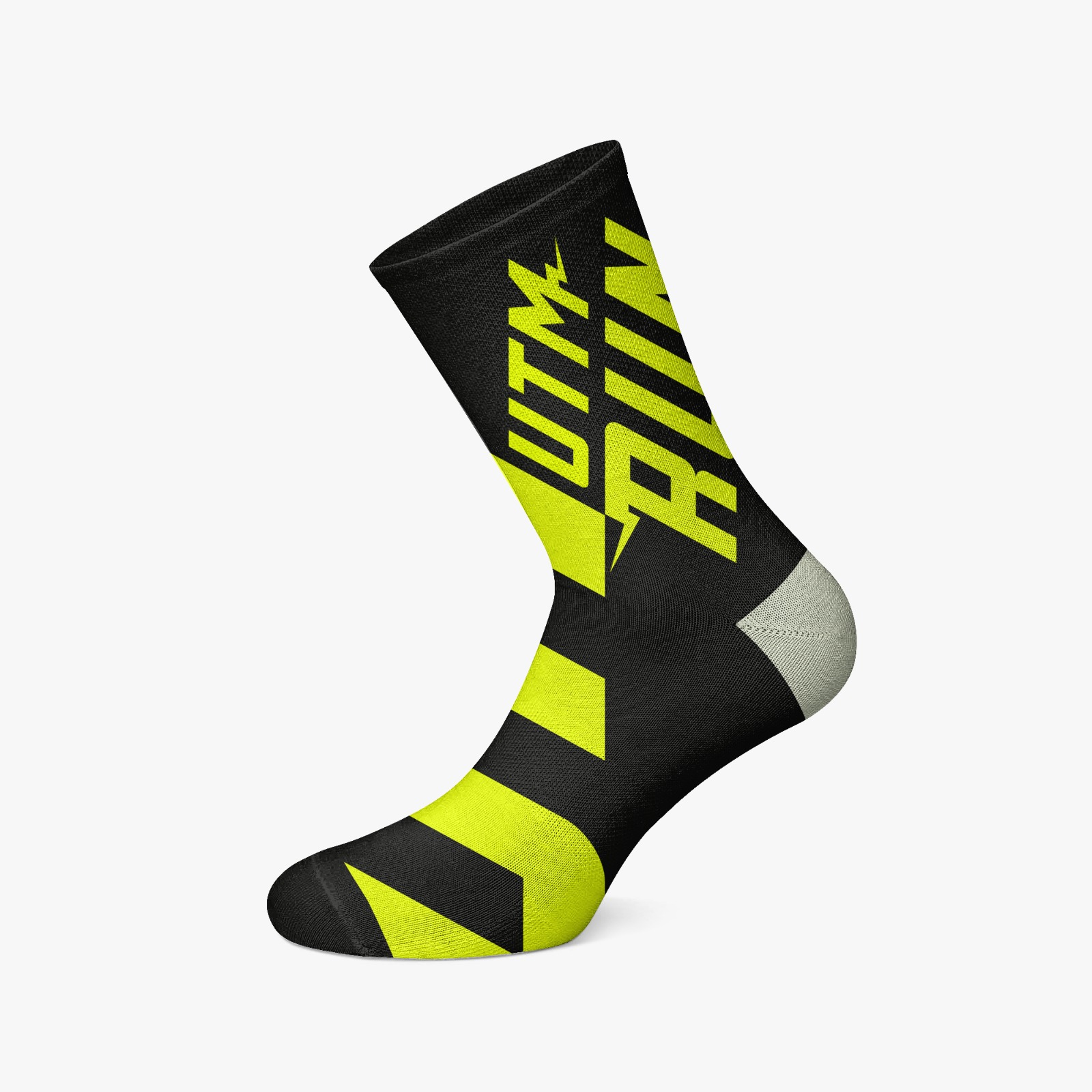 Meia UTM RUN (preta com escrita verde)