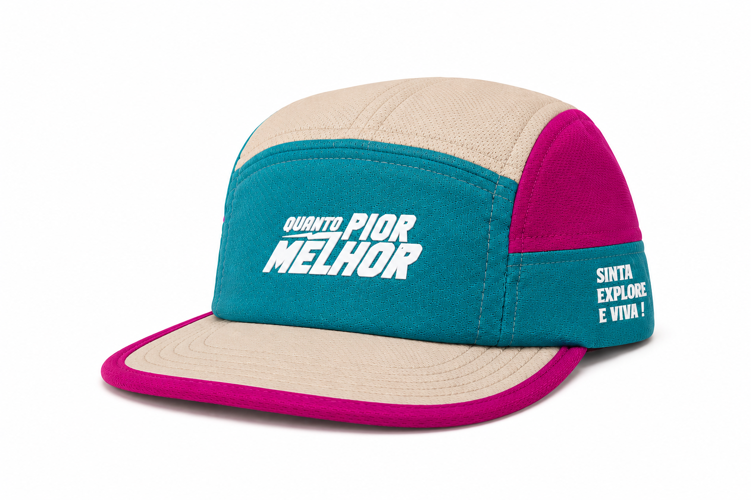 Boné Five Panel UTM (bege-rosa)