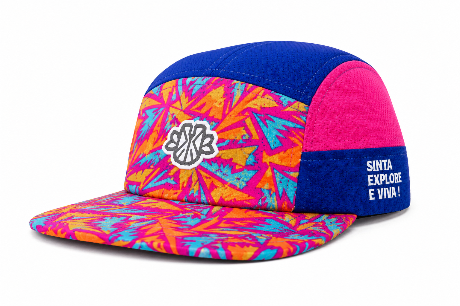 Boné Five Panel UTM Floral (rosa-azul)